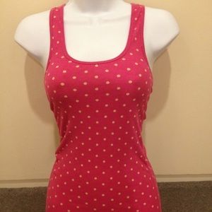 XS Pink and White Polka Dots Tank Top